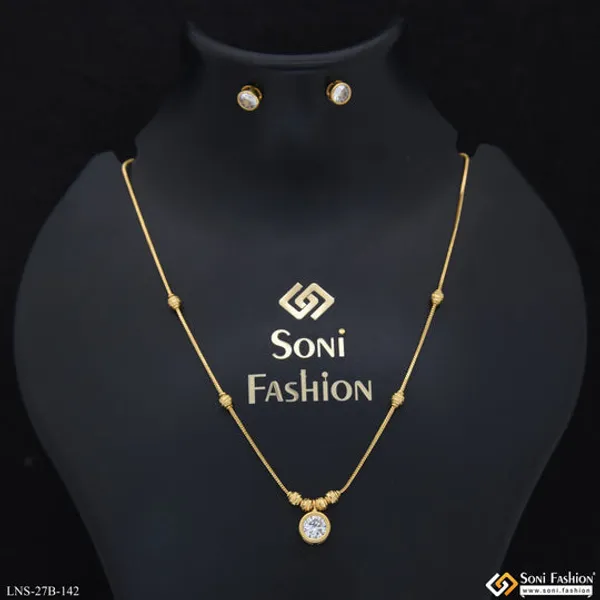 1_Gram_Gold_Plated_Round_Stone_Necklace_Set_For_Ladies_Style_B142