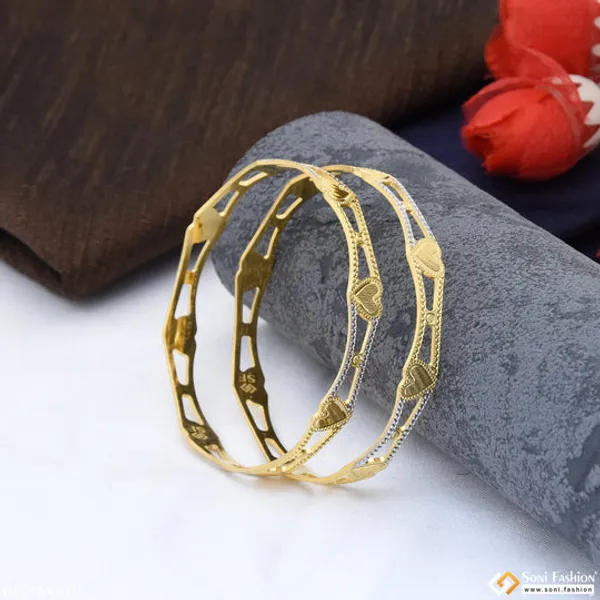 1_Gram_Gold_Plated_Heart_Superior_Quality_Bangles_For_Ladies_Style_A025