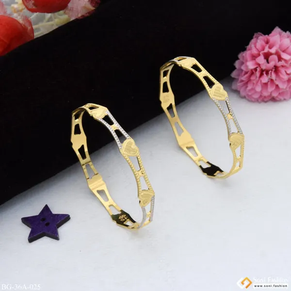 1_Gram_Gold_Plated_Heart_Superior_Quality_Bangles_For_Ladies_Style_A025