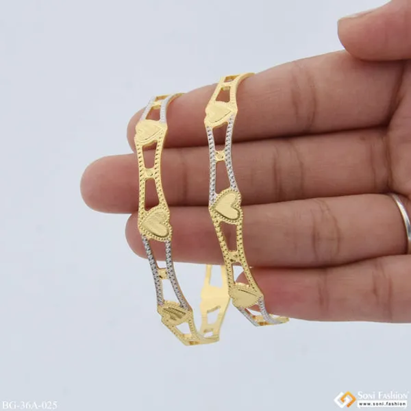 1_Gram_Gold_Plated_Heart_Superior_Quality_Bangles_For_Ladies_Style_A025