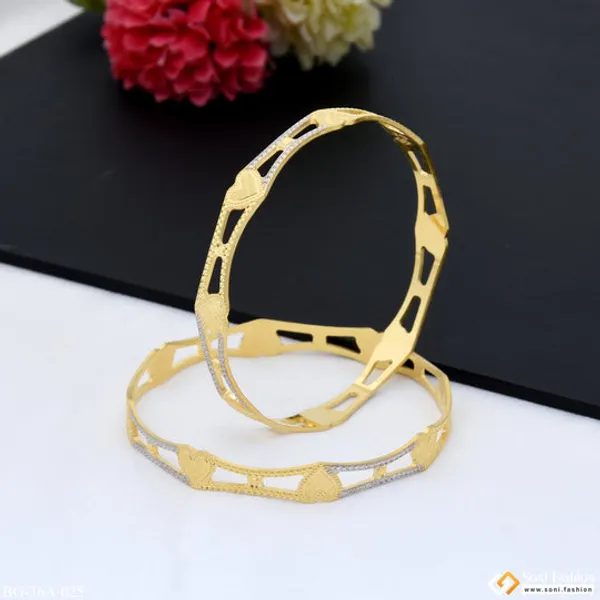 1_Gram_Gold_Plated_Heart_Superior_Quality_Bangles_For_Ladies_Style_A025