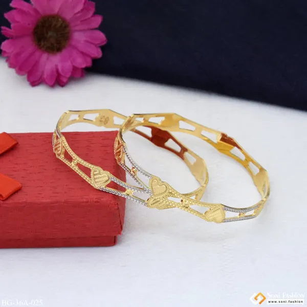 1_Gram_Gold_Plated_Heart_Superior_Quality_Bangles_For_Ladies_Style_A025