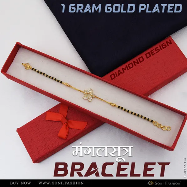 1_Gram_Gold_Plated_With_Diamond_Designer_Mangalsutra_Bracelet_For_Women_Style_A195