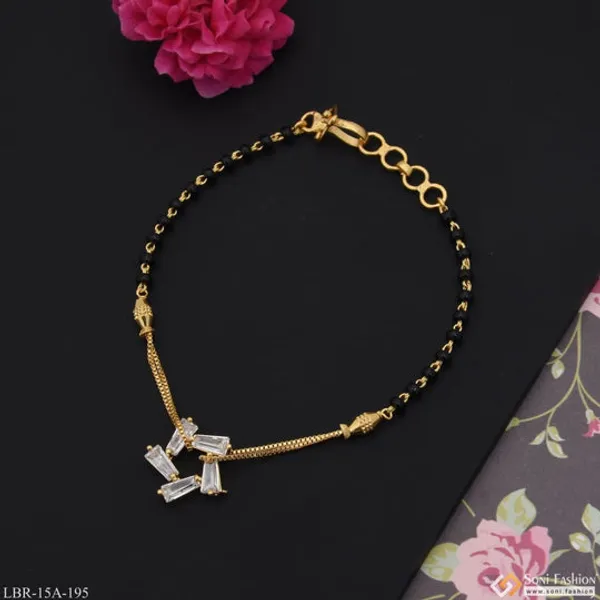 1_Gram_Gold_Plated_With_Diamond_Designer_Mangalsutra_Bracelet_For_Women_Style_A195