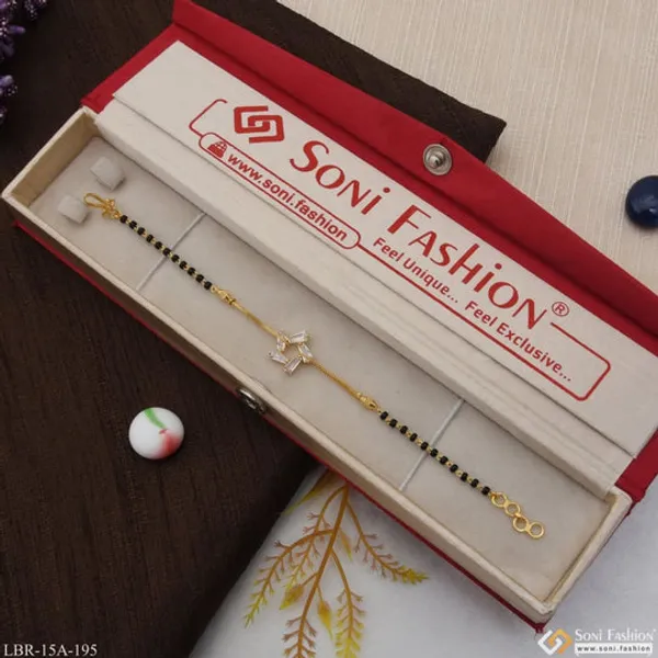 1_Gram_Gold_Plated_With_Diamond_Designer_Mangalsutra_Bracelet_For_Women_Style_A195