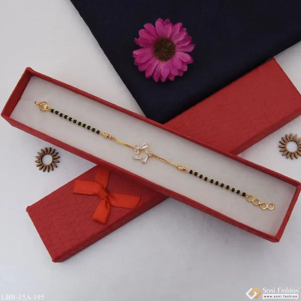 1_Gram_Gold_Plated_With_Diamond_Designer_Mangalsutra_Bracelet_For_Women_Style_A195