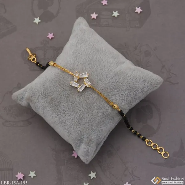 1_Gram_Gold_Plated_With_Diamond_Designer_Mangalsutra_Bracelet_For_Women_Style_A195
