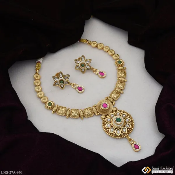 High_Class_Design_Gold_Plated_Necklace_Set_For_Women_Style_A950