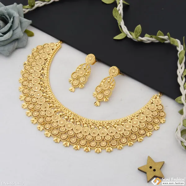 1_Gram_Gold_Plated_Sparkling_Design_Necklace_Set_For_Women_Style_A870