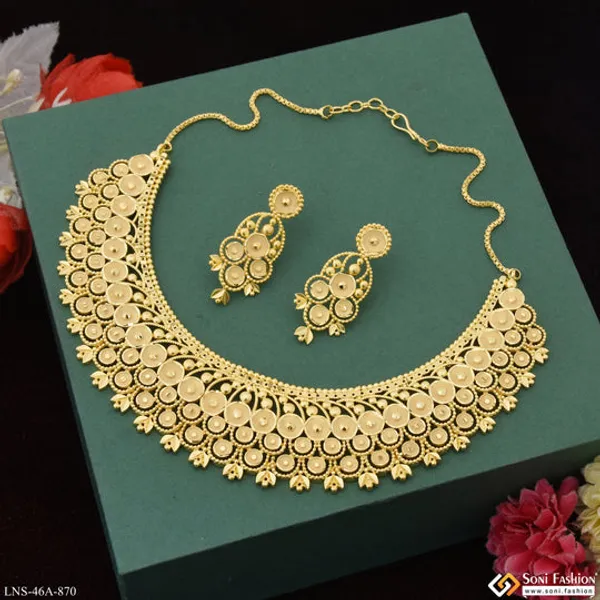 1_Gram_Gold_Plated_Sparkling_Design_Necklace_Set_For_Women_Style_A870