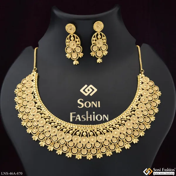 1_Gram_Gold_Plated_Sparkling_Design_Necklace_Set_For_Women_Style_A870