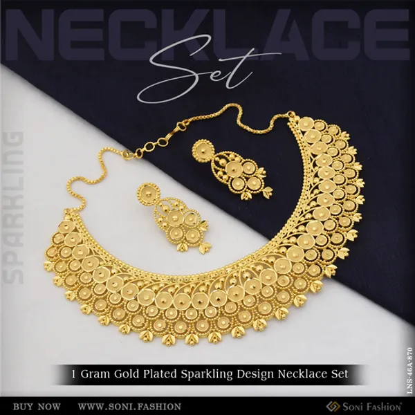 1_Gram_Gold_Plated_Sparkling_Design_Necklace_Set_For_Women_Style_A870