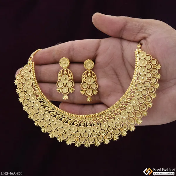 1_Gram_Gold_Plated_Sparkling_Design_Necklace_Set_For_Women_Style_A870