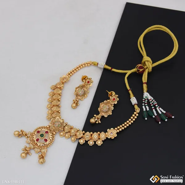 Casual_Design_Gold_Plated_Antique_Necklace_Set_For_Women_Style_B111