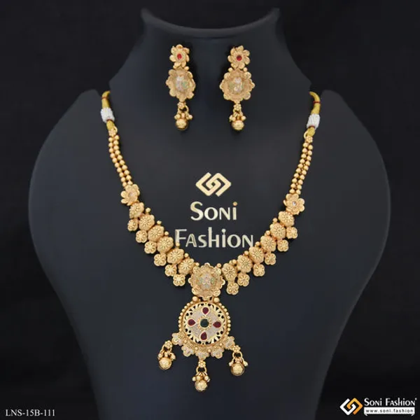 Casual_Design_Gold_Plated_Antique_Necklace_Set_For_Women_Style_B111