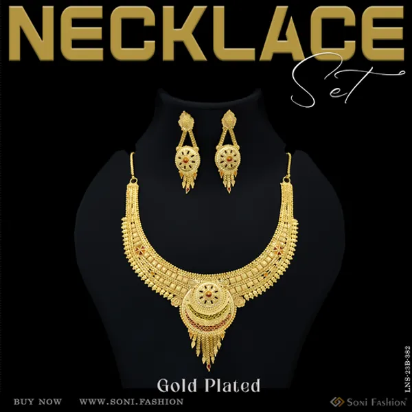 Magnificent_Design_Gold_Plated_Necklace_Set_For_Women_Style_B382