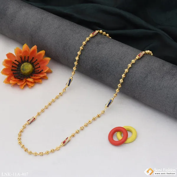 Casual_Design_With_Diamond_Funky_Design_Gold_Plated_Mala_For_Women_Style_A407