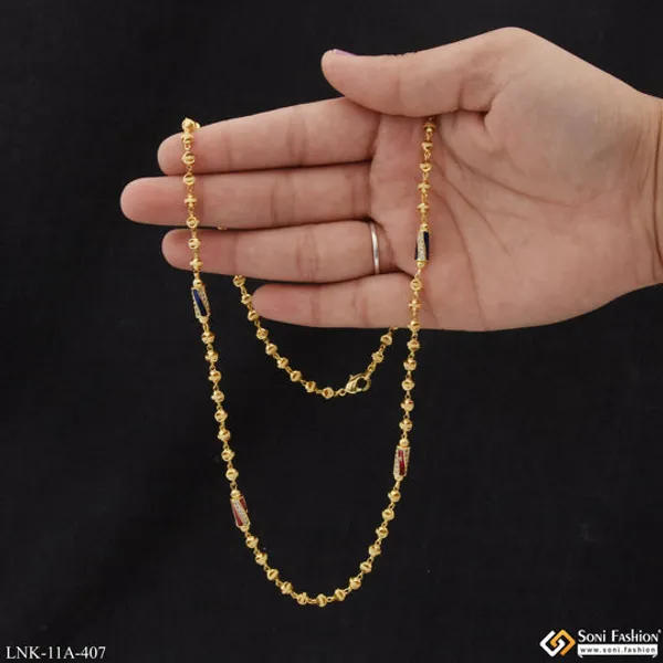 Casual_Design_With_Diamond_Funky_Design_Gold_Plated_Mala_For_Women_Style_A407