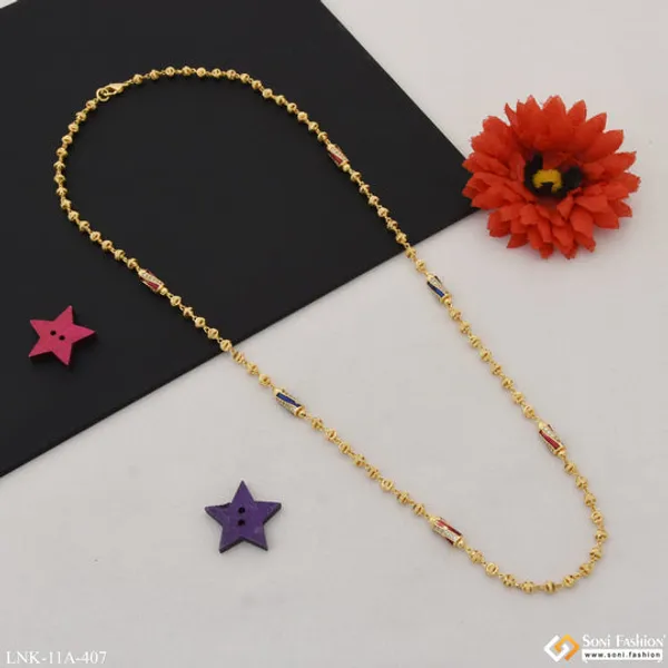 Casual_Design_With_Diamond_Funky_Design_Gold_Plated_Mala_For_Women_Style_A407