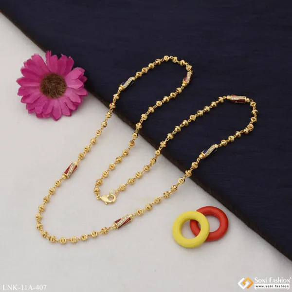 Casual_Design_With_Diamond_Funky_Design_Gold_Plated_Mala_For_Women_Style_A407