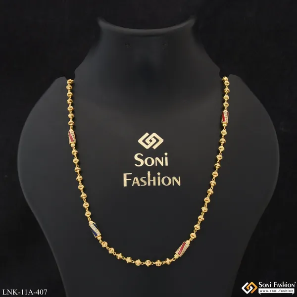 Casual_Design_With_Diamond_Funky_Design_Gold_Plated_Mala_For_Women_Style_A407
