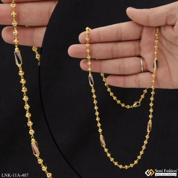 Casual_Design_With_Diamond_Funky_Design_Gold_Plated_Mala_For_Women_Style_A407
