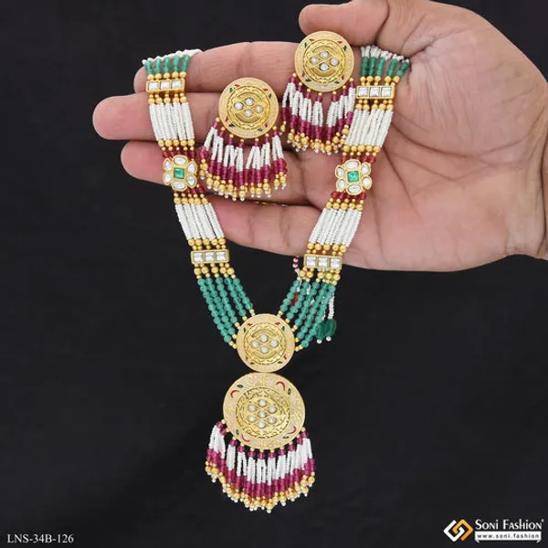 Graceful_Design_Gold_Plated_Antique_Necklace_Set_For_Women_Style_B126