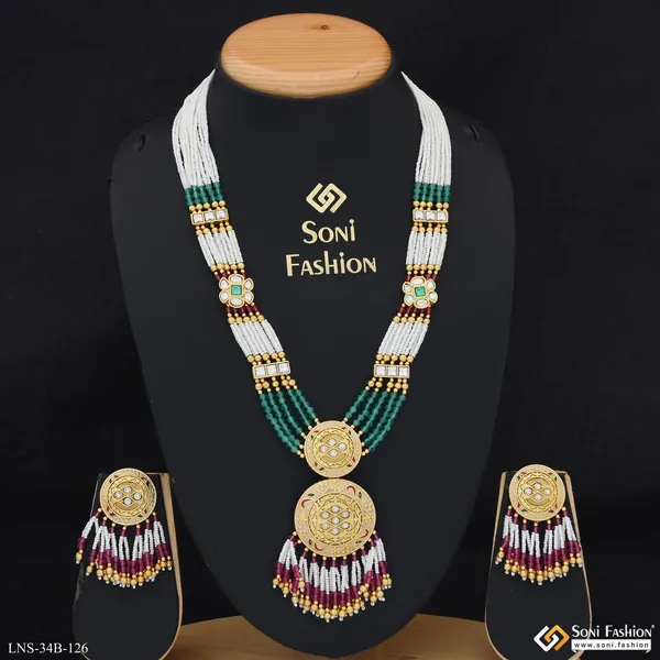 Graceful_Design_Gold_Plated_Antique_Necklace_Set_For_Women_Style_B126