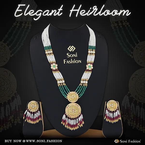 Graceful_Design_Gold_Plated_Antique_Necklace_Set_For_Women_Style_B126