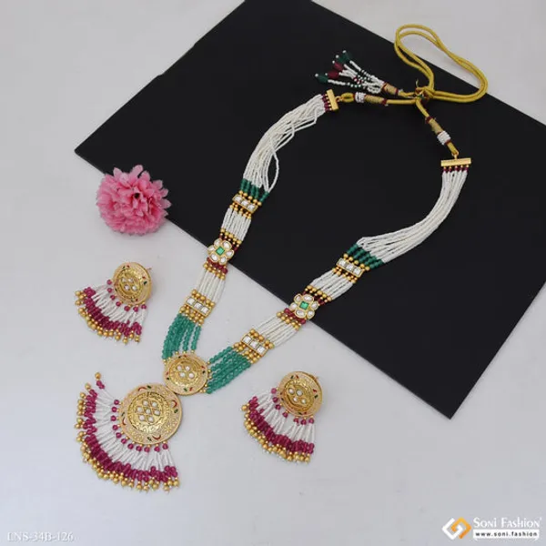 Graceful_Design_Gold_Plated_Antique_Necklace_Set_For_Women_Style_B126