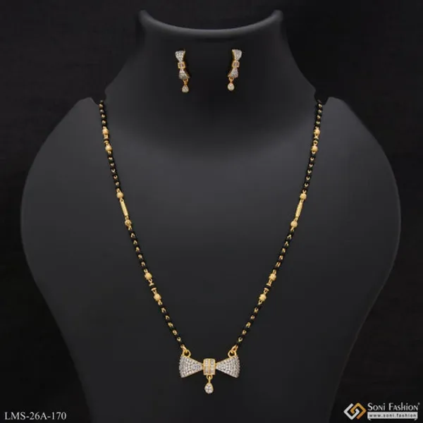 1_Gram_Gold_Plated_With_Diamond_Cool_Design_Mangalsutra_Set_For_Women_Style_A170