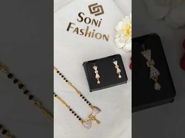 1_Gram_Gold_Plated_With_Diamond_Cool_Design_Mangalsutra_Set_For_Women_Style_A170