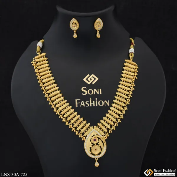 Dazzling_Design_Unique_Design_Gold_Plated_Necklace_Set_For_Women_Style_A725