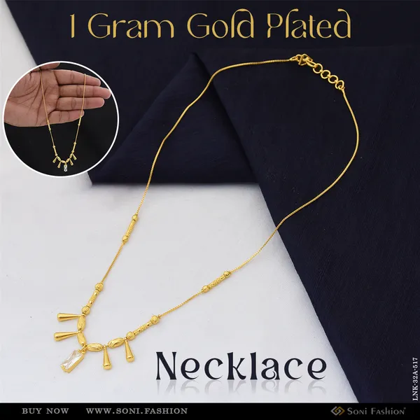 1_Gram_Gold_Plated_Casual_Design_Necklace_For_Ladies_Style_A517