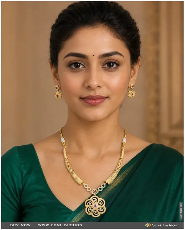 Lovely_Design_Gold_Plated_Necklace_Set_For_Women_Style_B107