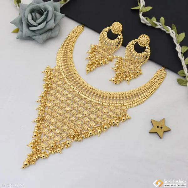 1_Gram_Gold_Plated_Stunning_Design_Necklace_Set_For_Women_Style_A869