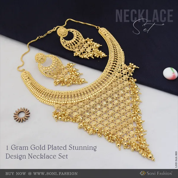 1_Gram_Gold_Plated_Stunning_Design_Necklace_Set_For_Women_Style_A869