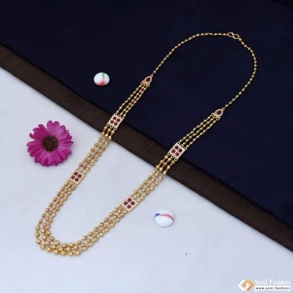 3_Line_Gold_Plated_Brass_Beaded_Mala_For_Women_Style_A741