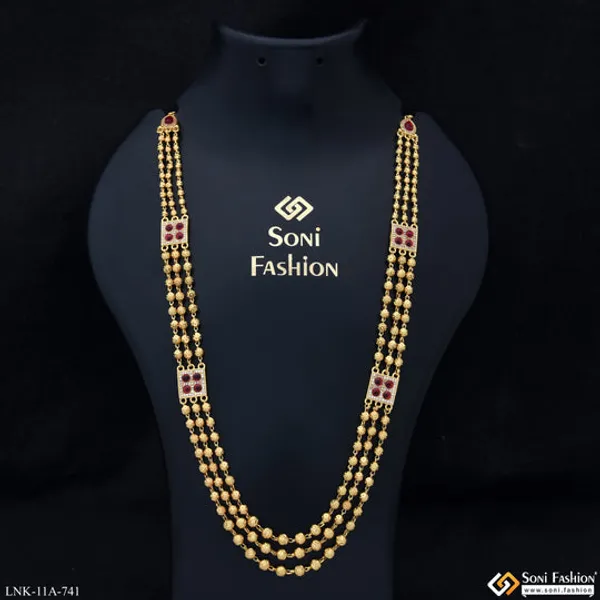 3_Line_Gold_Plated_Brass_Beaded_Mala_For_Women_Style_A741