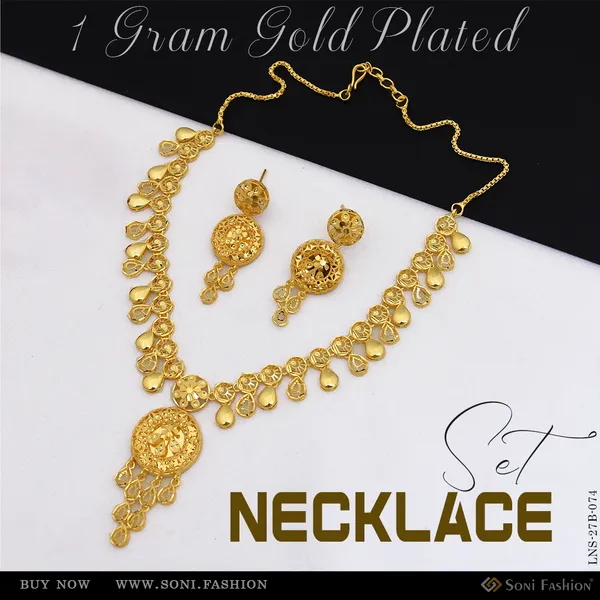 1_Gram_Gold_Plated_Designer_Necklace_Set_For_Women_Style_B074
