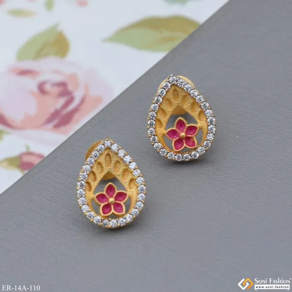 1_Gram_Gold_Plated_With_Diamond_Fashionable_Earrings_Style_A110