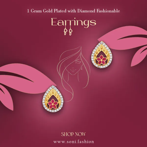 1_Gram_Gold_Plated_With_Diamond_Fashionable_Earrings_Style_A110