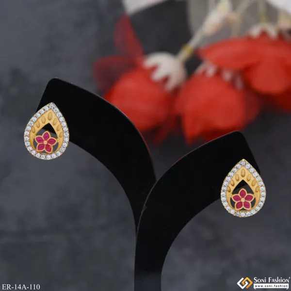 1_Gram_Gold_Plated_With_Diamond_Fashionable_Earrings_Style_A110