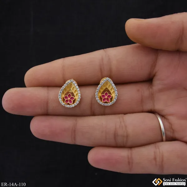 1_Gram_Gold_Plated_With_Diamond_Fashionable_Earrings_Style_A110