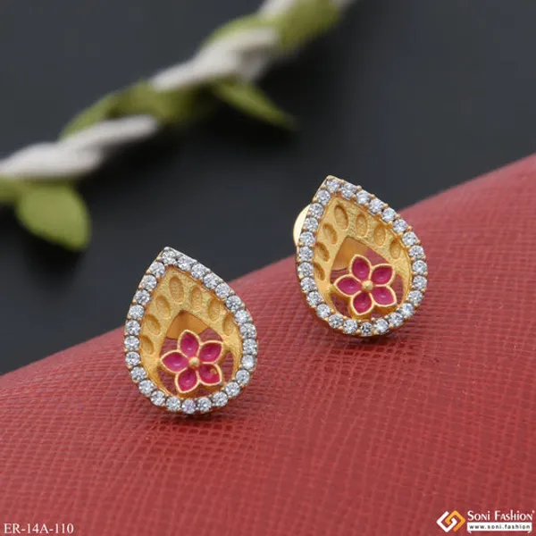 1_Gram_Gold_Plated_With_Diamond_Fashionable_Earrings_Style_A110