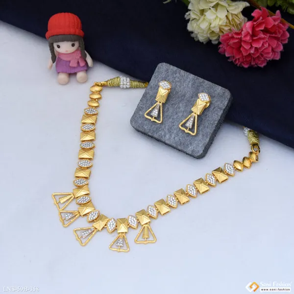 1_Gram_Gold_Plated_Classic_Design_Necklace_Set_For_Women_Style_B358
