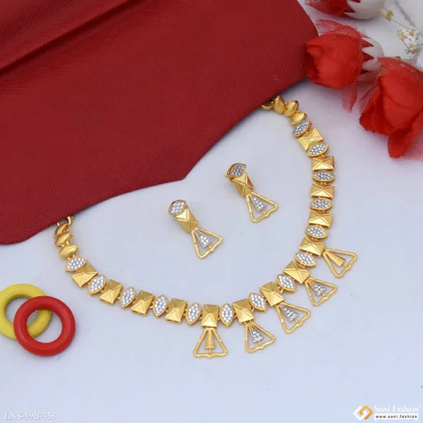 1_Gram_Gold_Plated_Classic_Design_Necklace_Set_For_Women_Style_B358