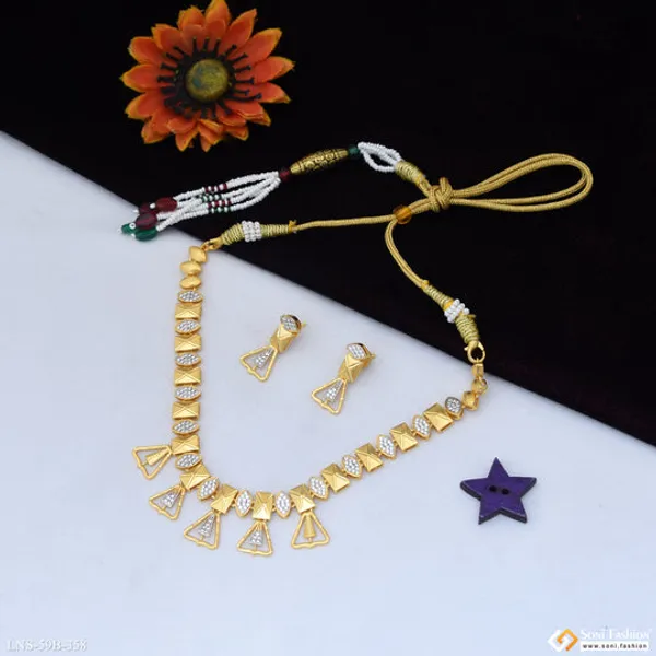 1_Gram_Gold_Plated_Classic_Design_Necklace_Set_For_Women_Style_B358