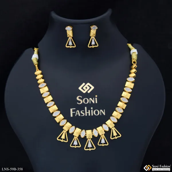 1_Gram_Gold_Plated_Classic_Design_Necklace_Set_For_Women_Style_B358