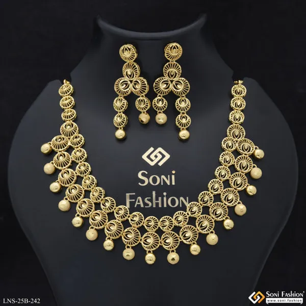 1_Gram_Gold_Plated_Graceful_Design_Necklace_Set_For_Women_Style_B242